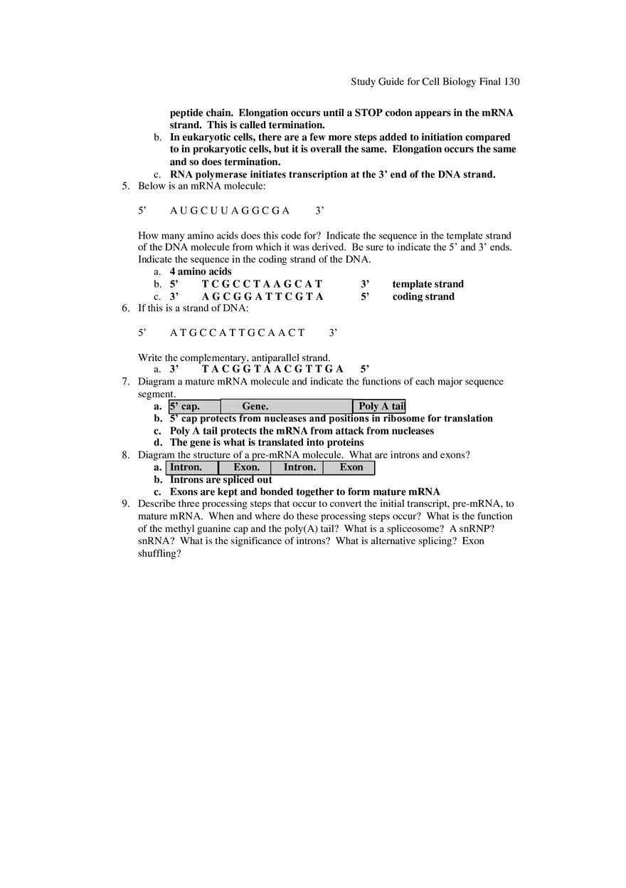 Study Guide for Cell Biology Final Part 11 - Page 9