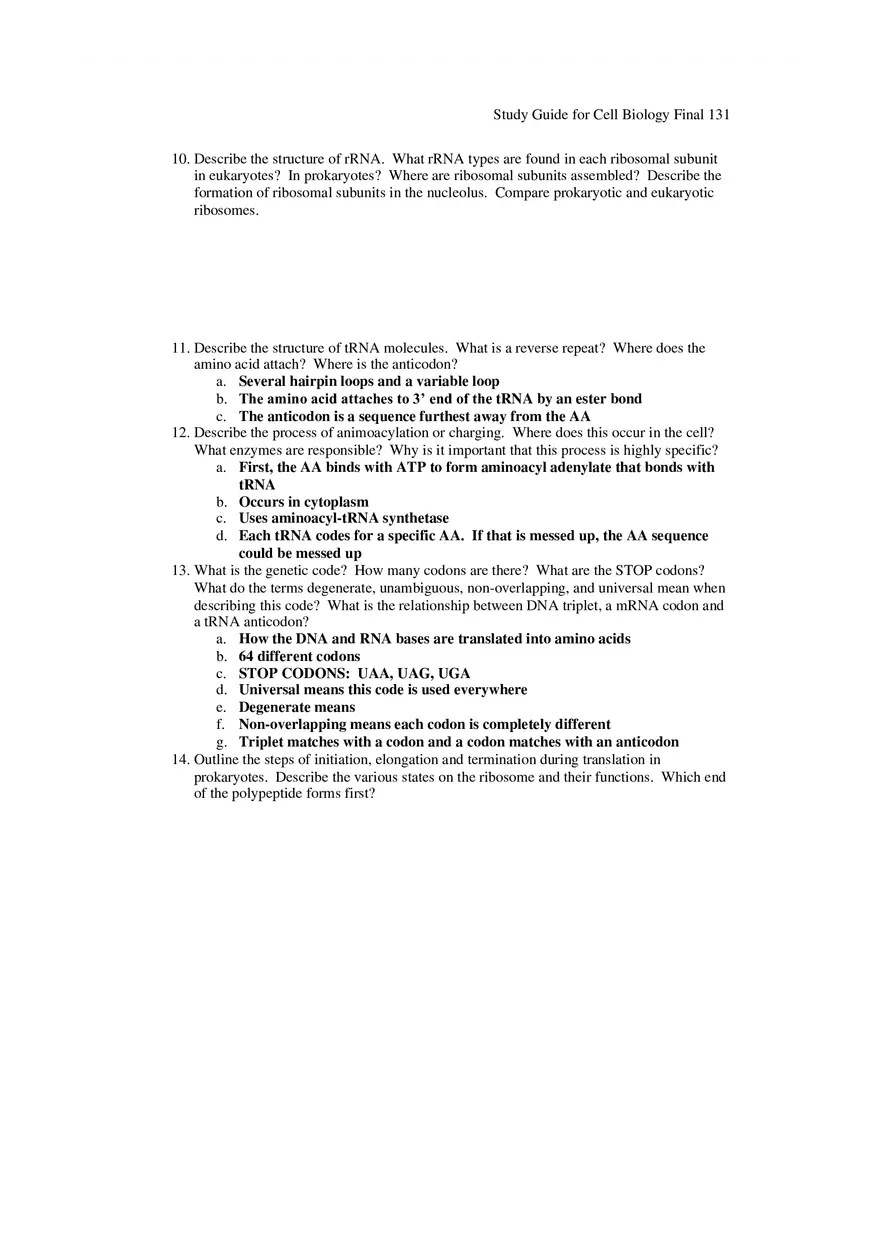 Study Guide for Cell Biology Final Part 11 - Page 10