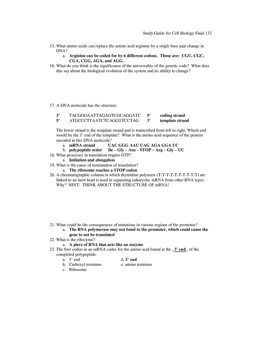 Study Guide for Cell Biology Final Part 11 - Page 11