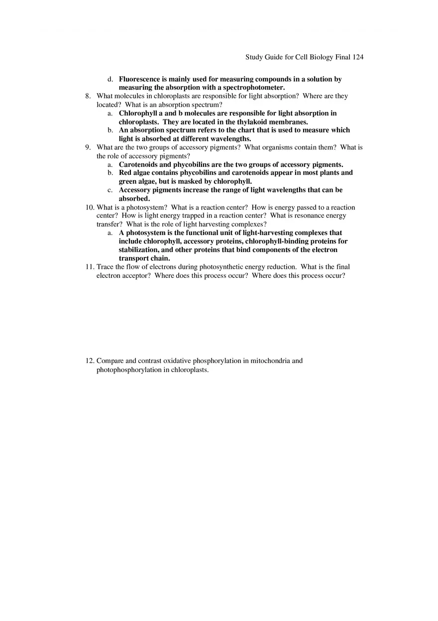 Study Guide for Cell Biology Final Part 11 - Page 2