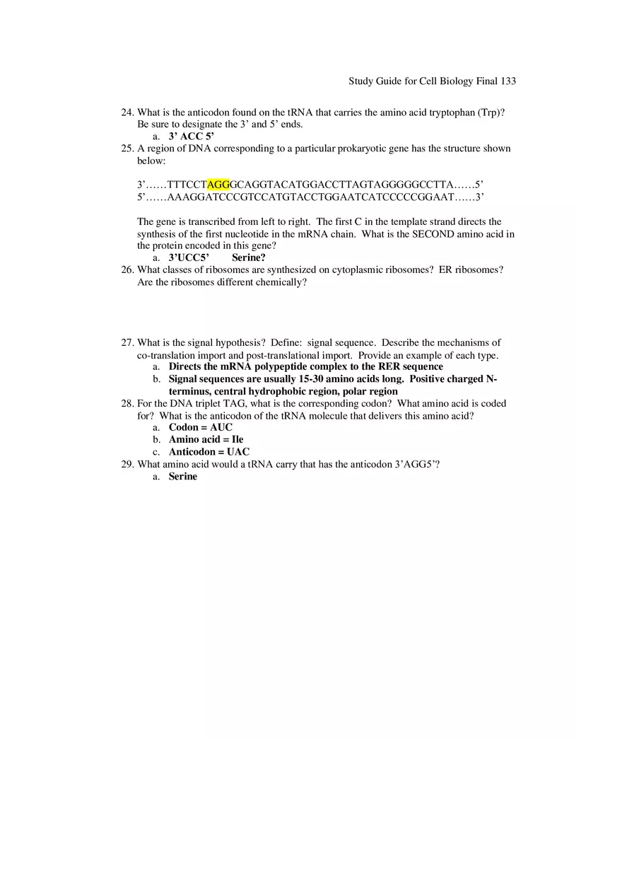 Study Guide for Cell Biology Final Part 11 - Page 3