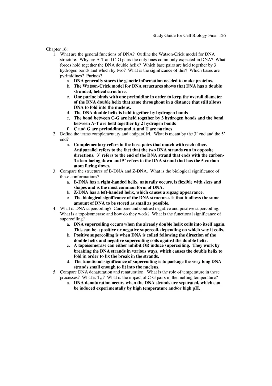 Study Guide for Cell Biology Final Part 11 - Page 5
