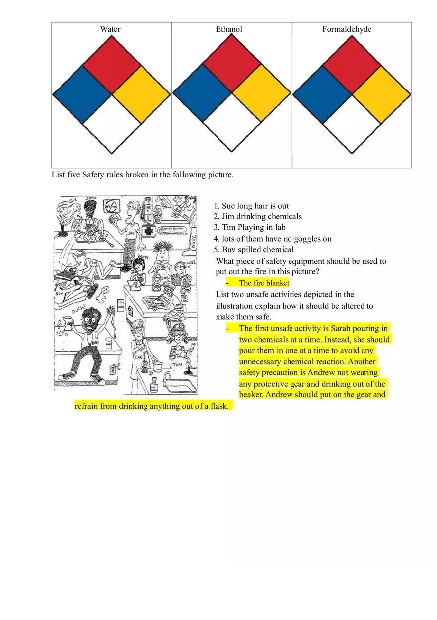 Staying Safe in the Lab Worksheet - Page 2