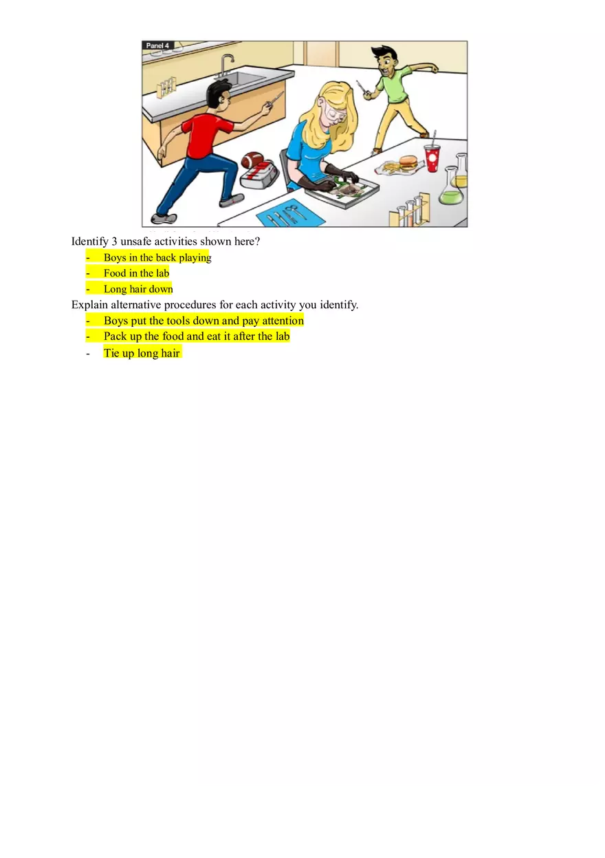 Staying Safe in the Lab Worksheet - Page 4