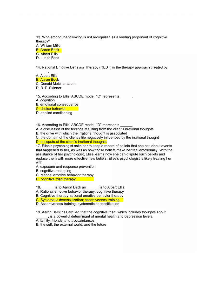 Cognitive Psychotherapy and Mindfulness-Based Therapies - Review Questions - Page 3