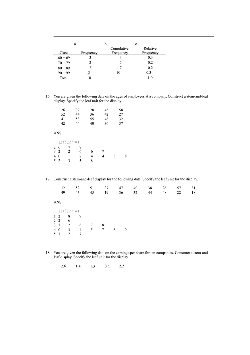 Descriptive Statistics - Tabular and Graphical Displays Chapter 2 Answers 2 - Page 12