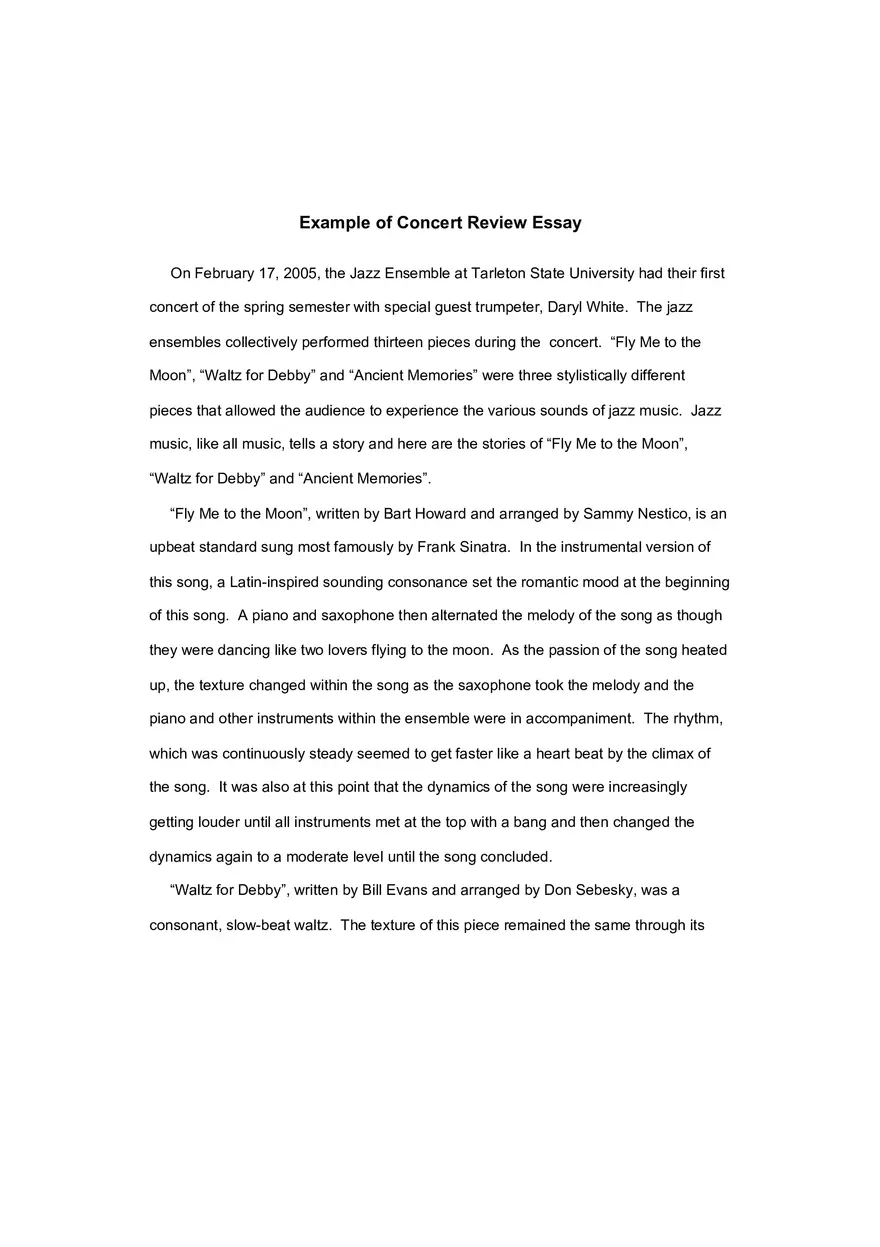 Example of Concert Review Essay - Page 1
