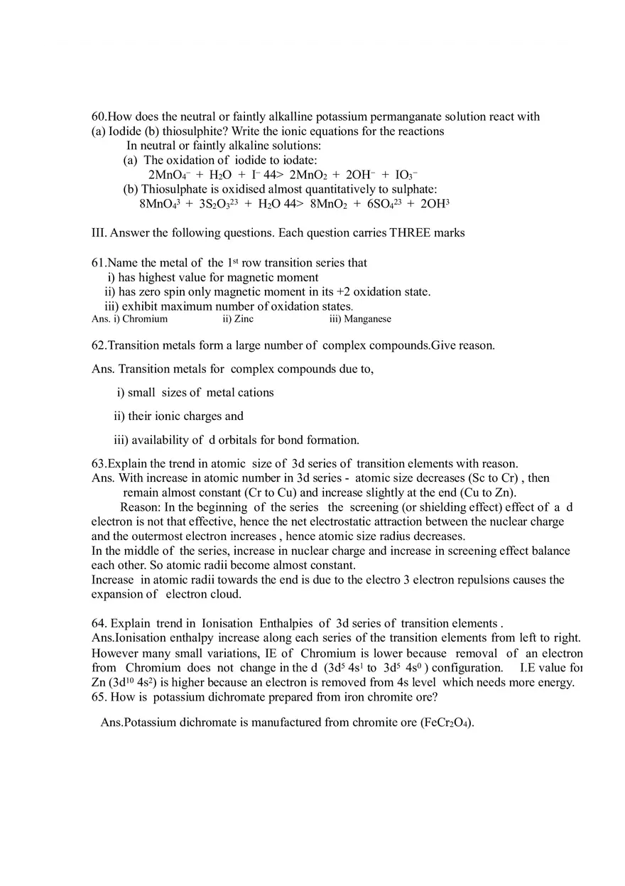 The d- and f- Block Elements Question Bank - Page 8