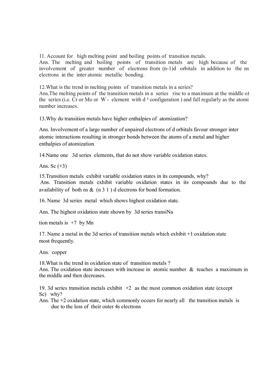 The d- and f- Block Elements Question Bank - Page 2