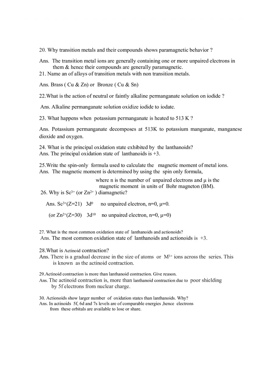 The d- and f- Block Elements Question Bank - Page 3