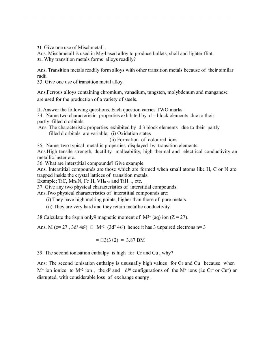 The d- and f- Block Elements Question Bank - Page 4