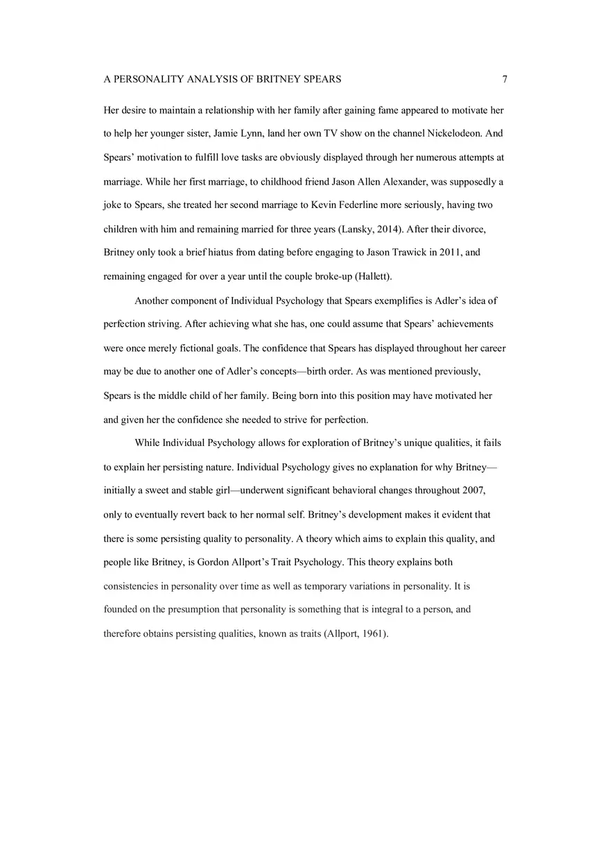 A Personality Analysis of Britney Spears - Page 7