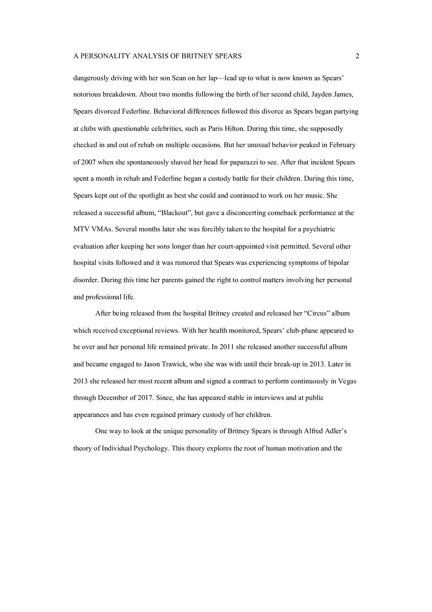 A Personality Analysis of Britney Spears - Page 2