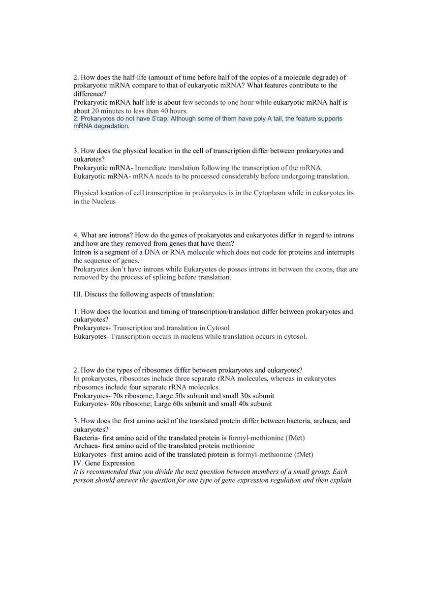Central Dogma and Gene Expression Worksheet - Page 2
