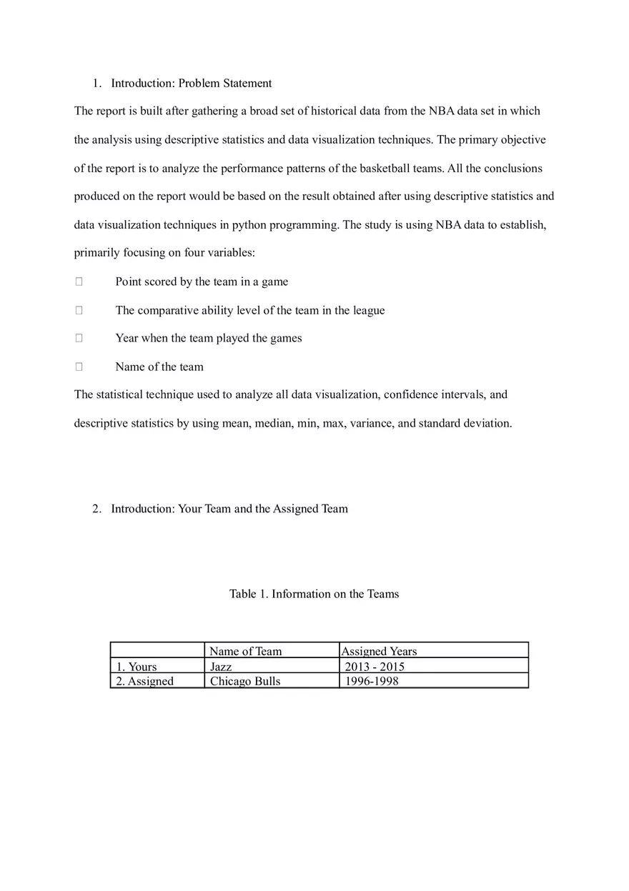 Project One Summary Report (Data Science) - Page 1