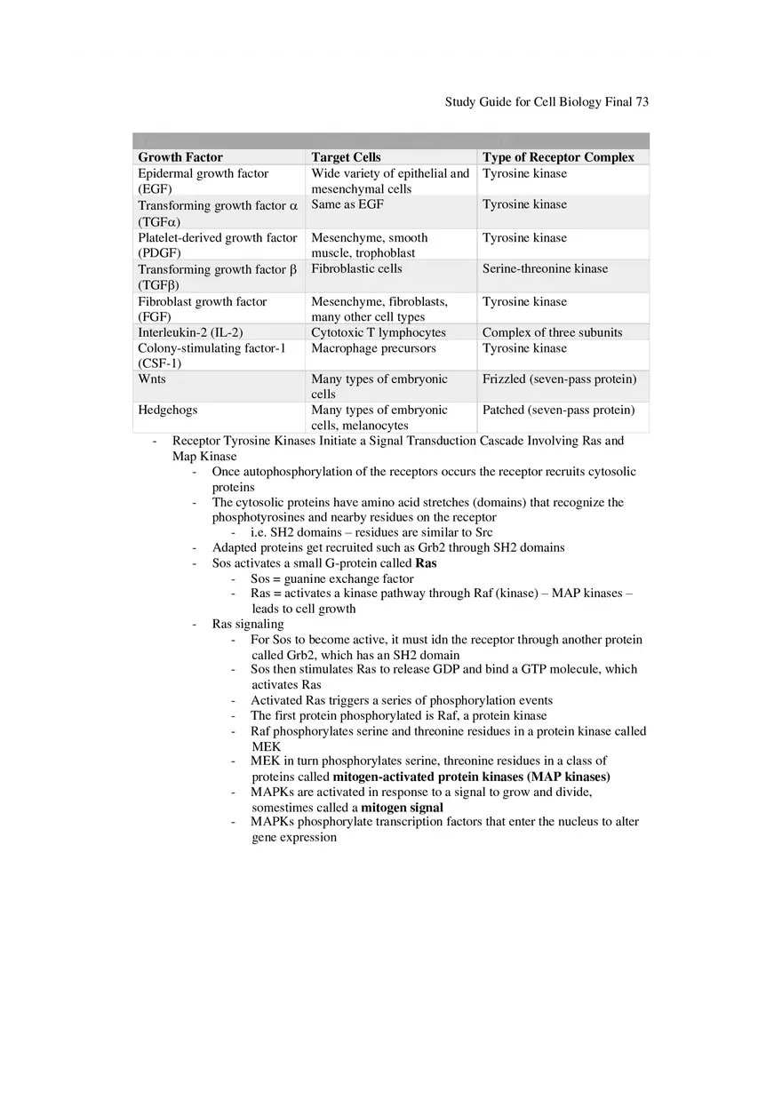 Study Guide for Cell Biology Final Part 6 - Page 10