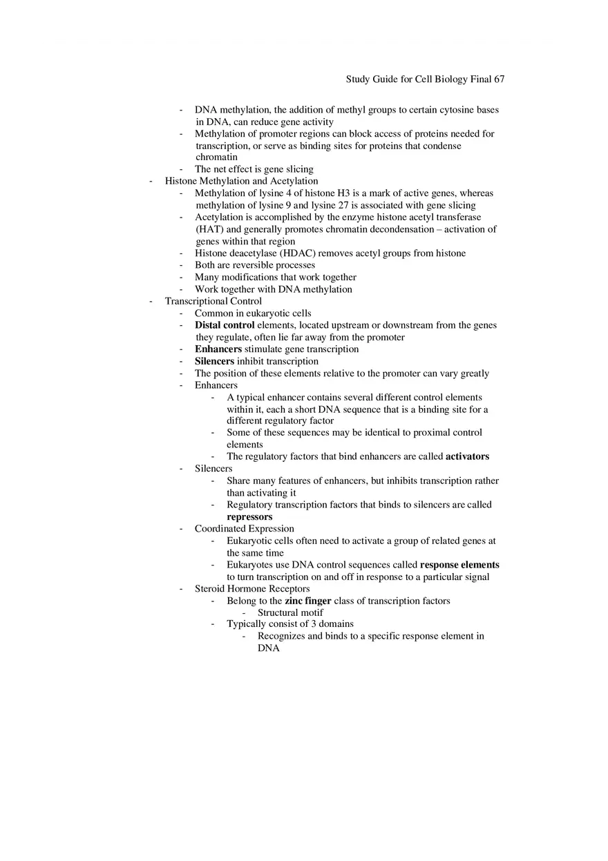 Study Guide for Cell Biology Final Part 6 - Page 4