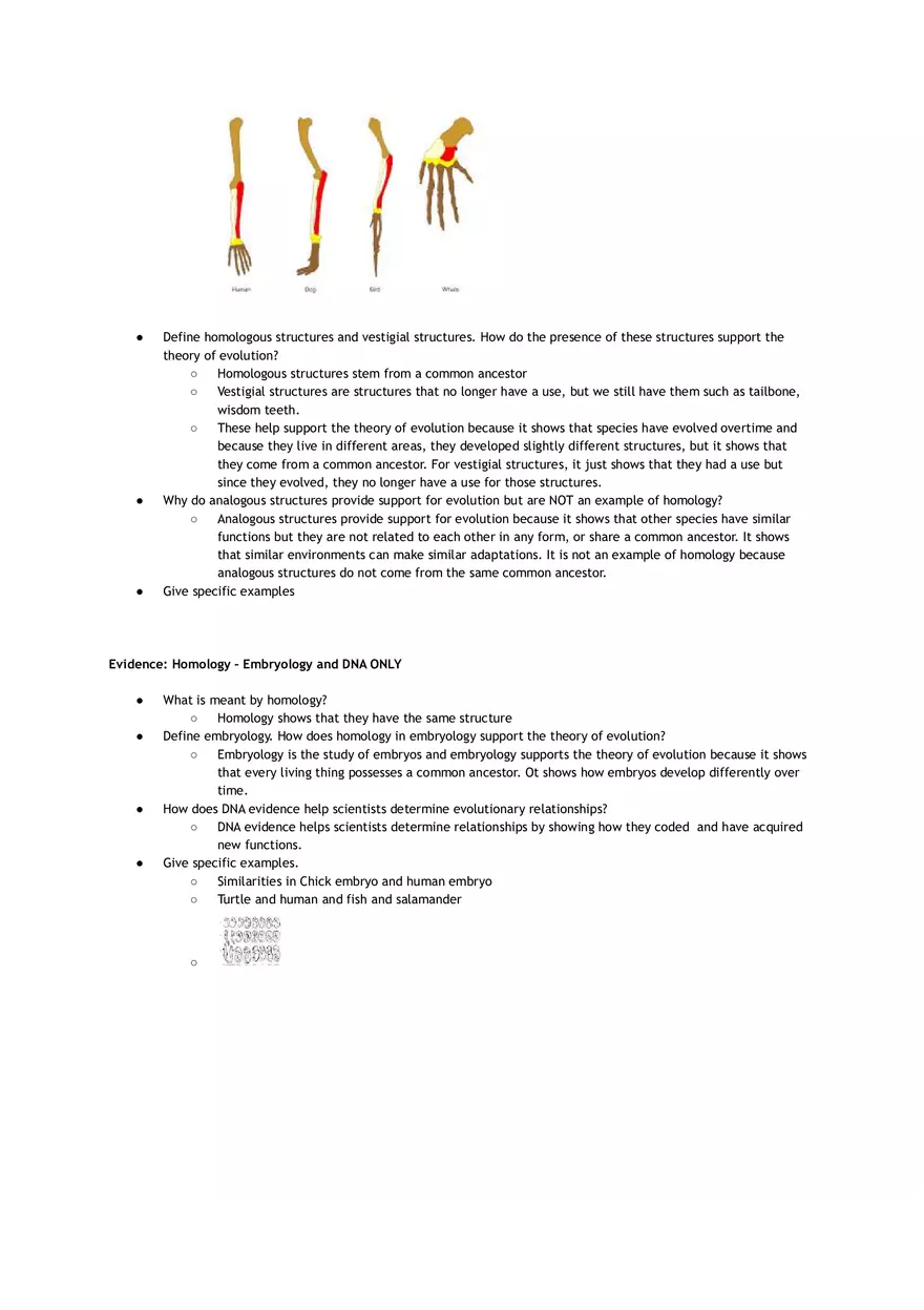 Evidence for Evolution Graphic Organizer - Page 2