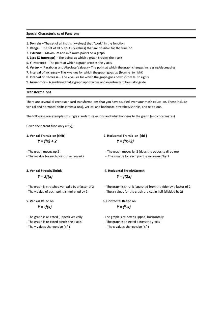Parent Functions - Page 2