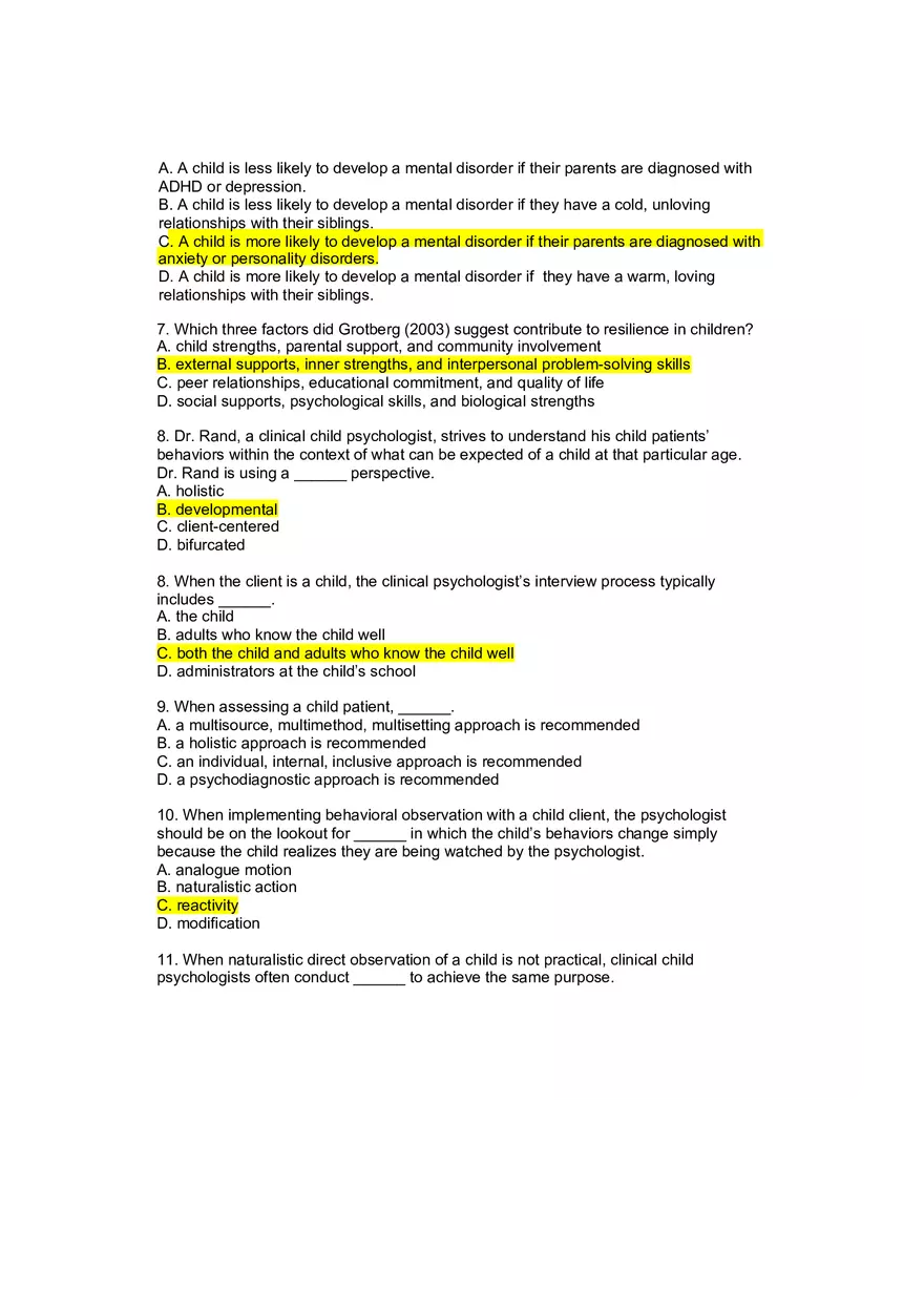 Review Questions Clinical Child and Adolescent Psychology - Page 2