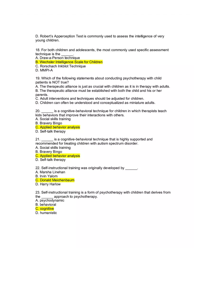 Review Questions Clinical Child and Adolescent Psychology - Page 4