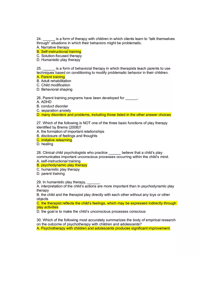 Review Questions Clinical Child and Adolescent Psychology - Page 5
