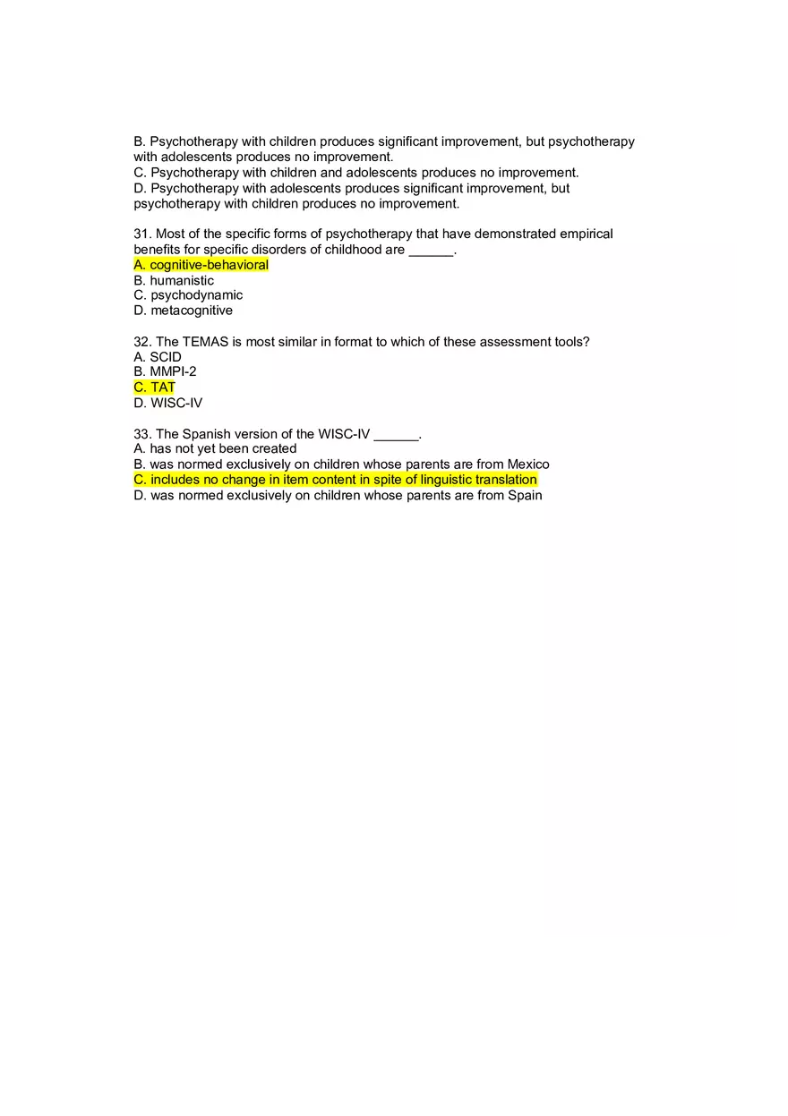 Review Questions Clinical Child and Adolescent Psychology - Page 6