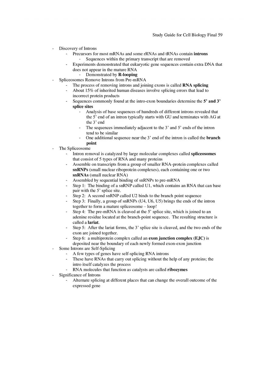 Study Guide for Cell Biology Final Part 5 - Page 13