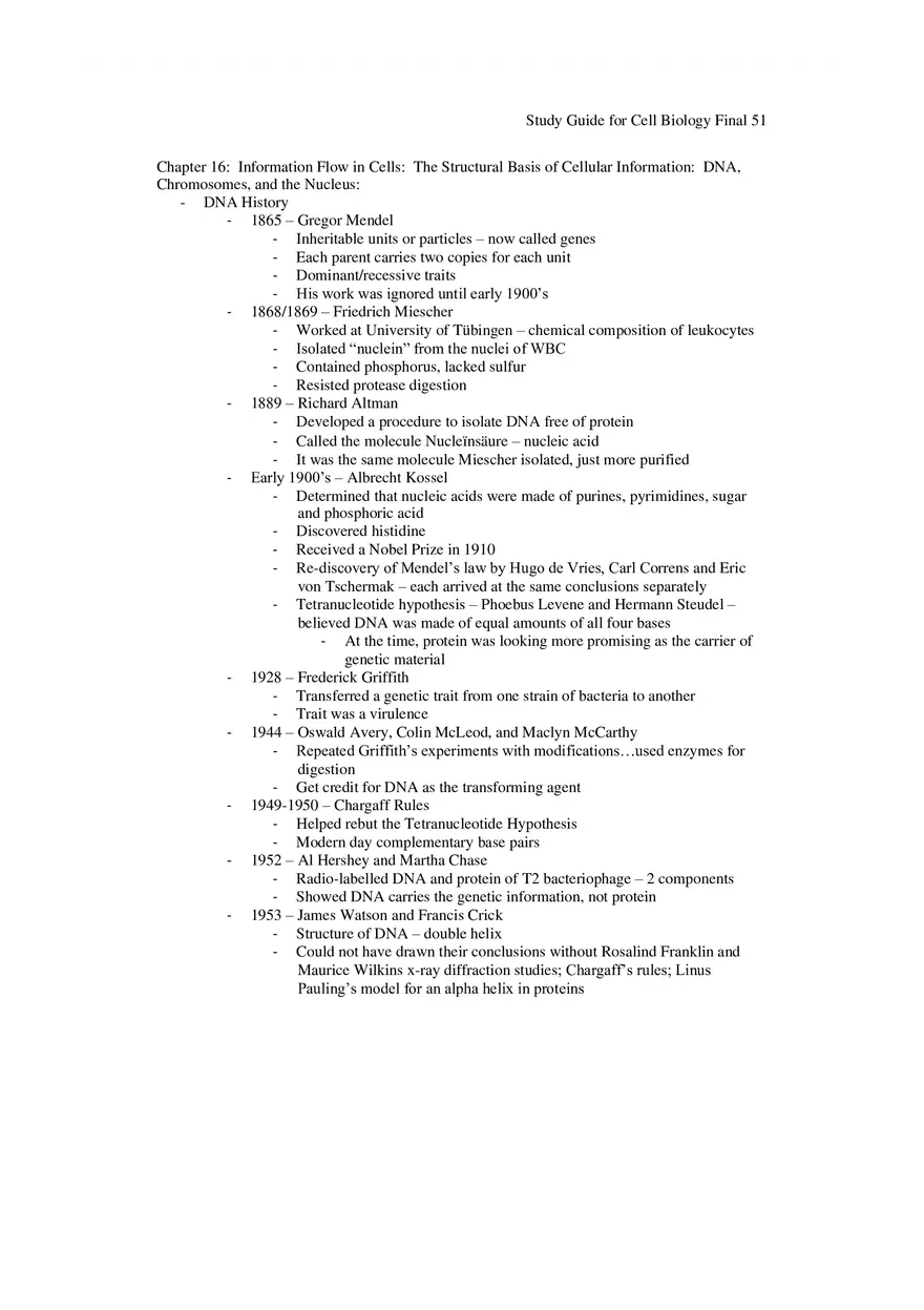 Study Guide for Cell Biology Final Part 5 - Page 1