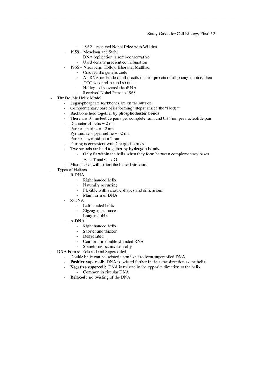 Study Guide for Cell Biology Final Part 5 - Page 2