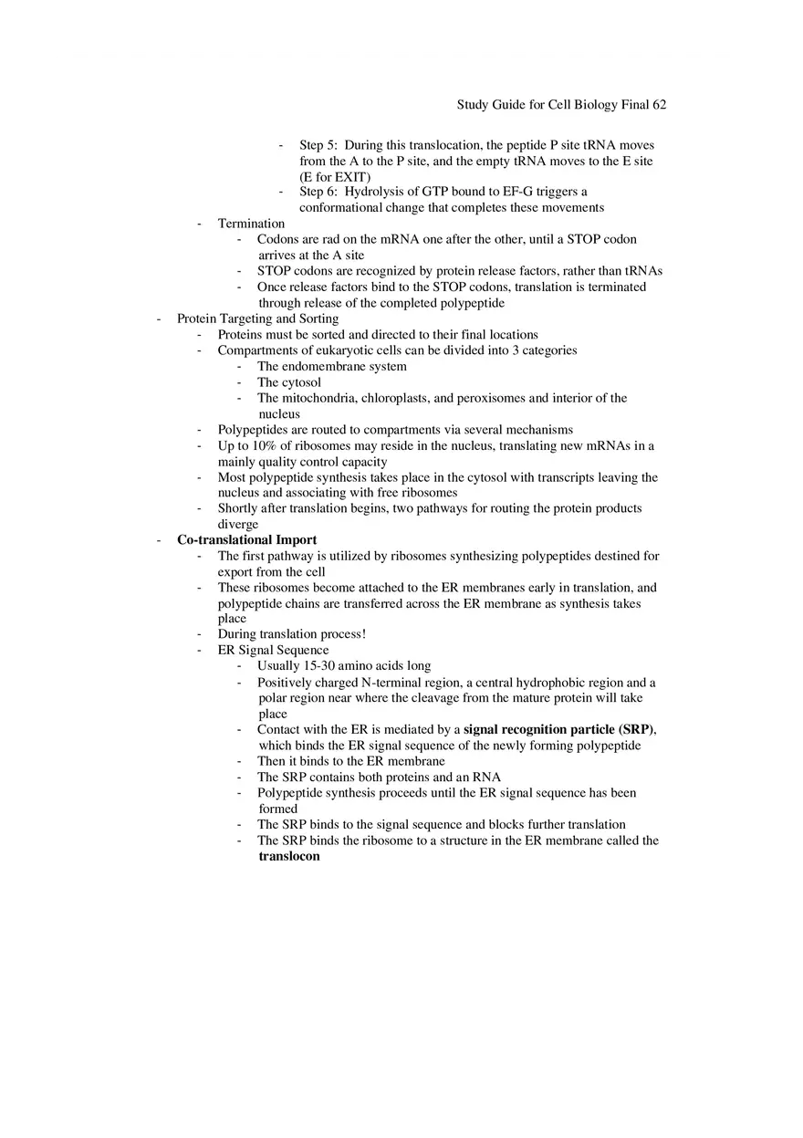Study Guide for Cell Biology Final Part 5 - Page 4