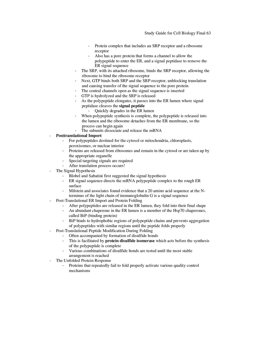 Study Guide for Cell Biology Final Part 5 - Page 5