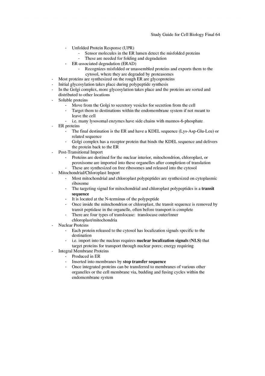 Study Guide for Cell Biology Final Part 5 - Page 6