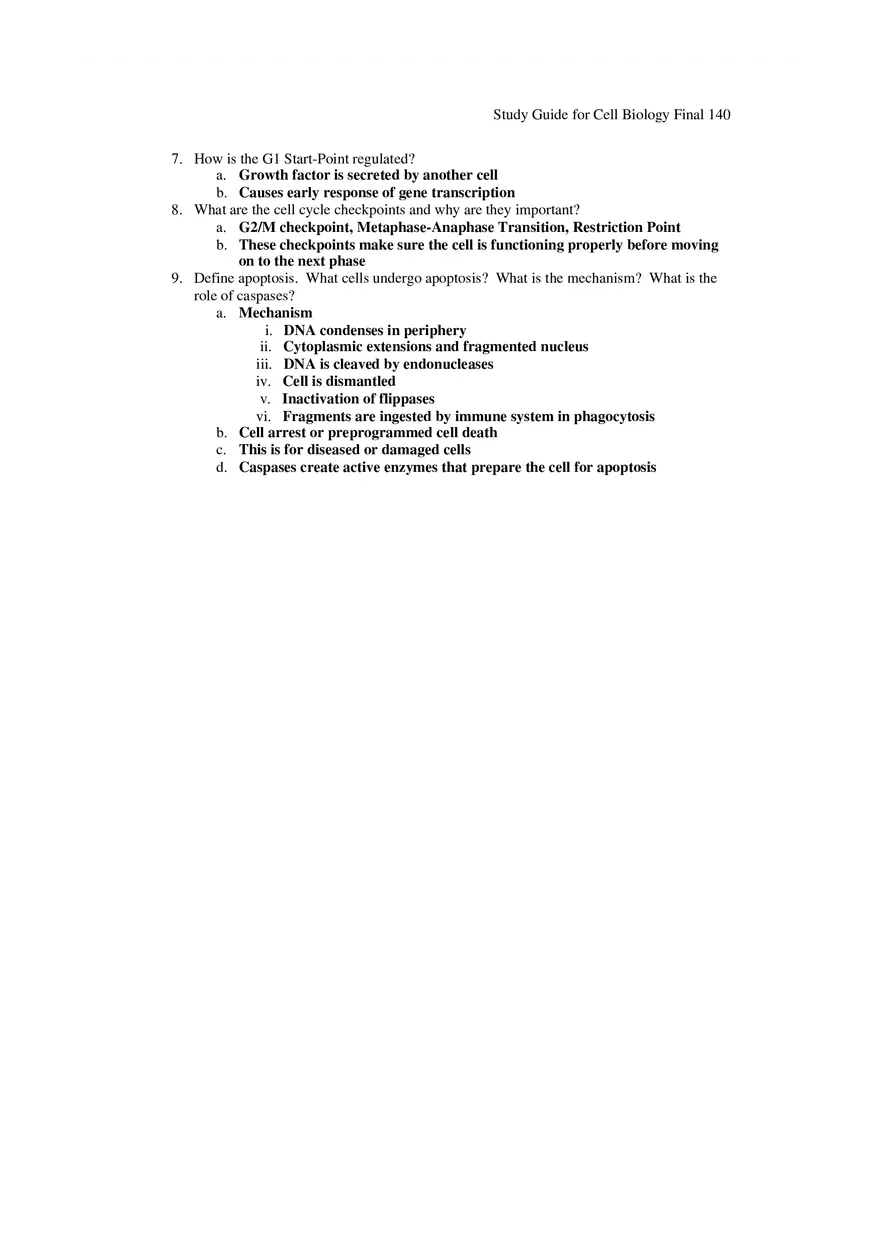 Study Guide for Cell Biology Final Part 12 - Page 7