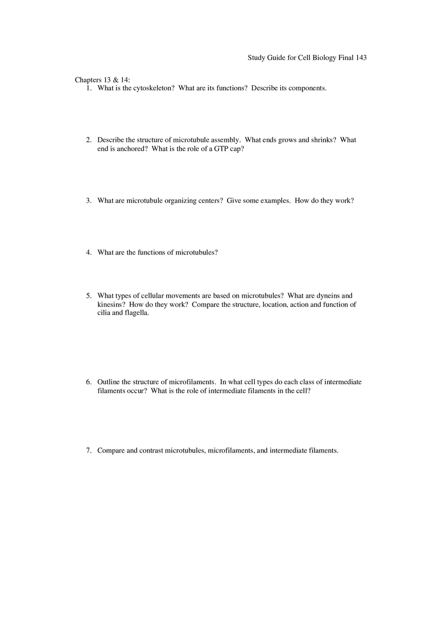 Study Guide for Cell Biology Final Part 12 - Page 10
