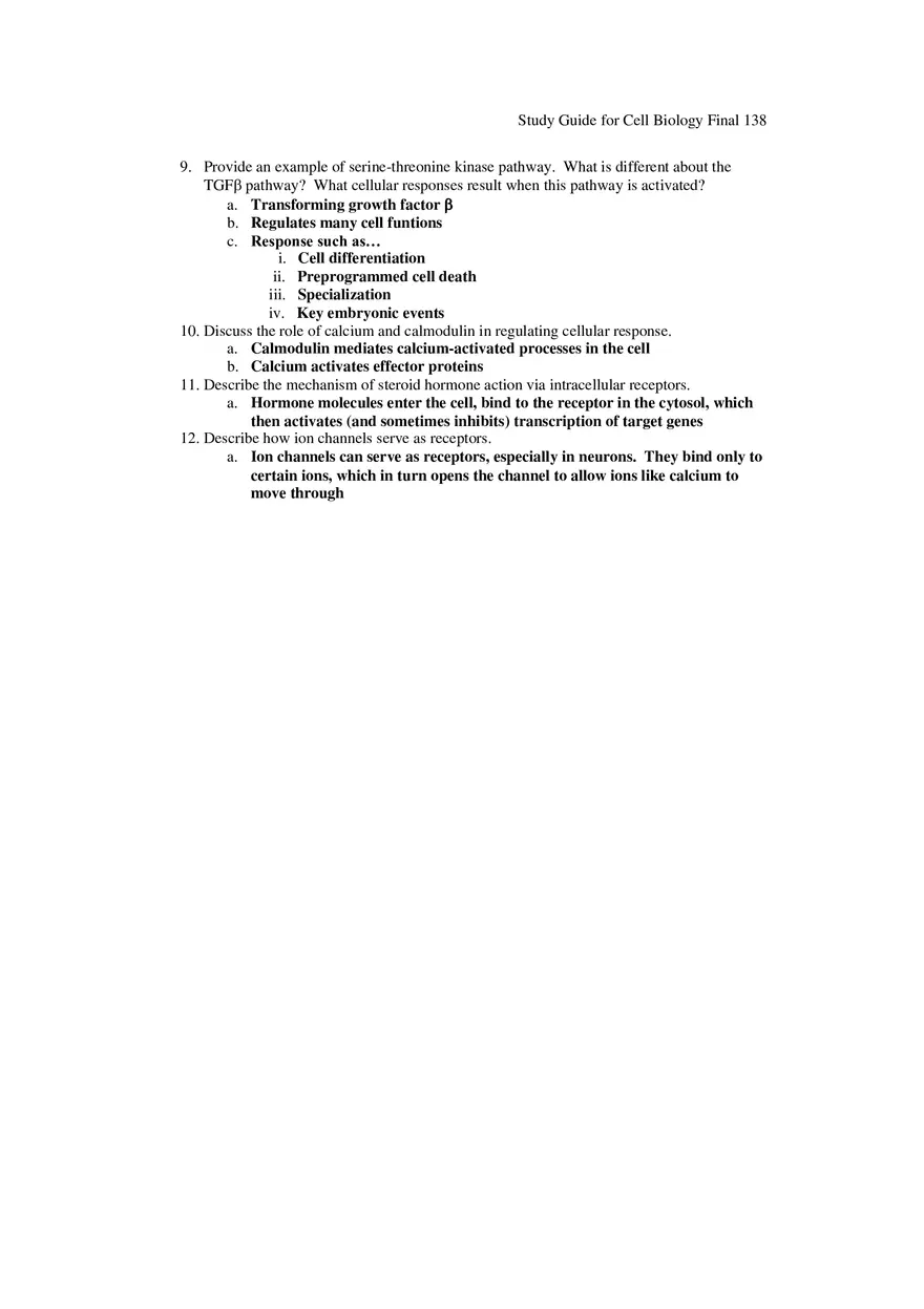 Study Guide for Cell Biology Final Part 12 - Page 5