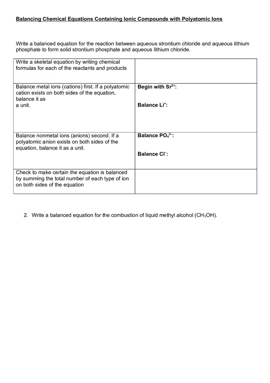 Balancing Chemical Equation Practice - Page 2