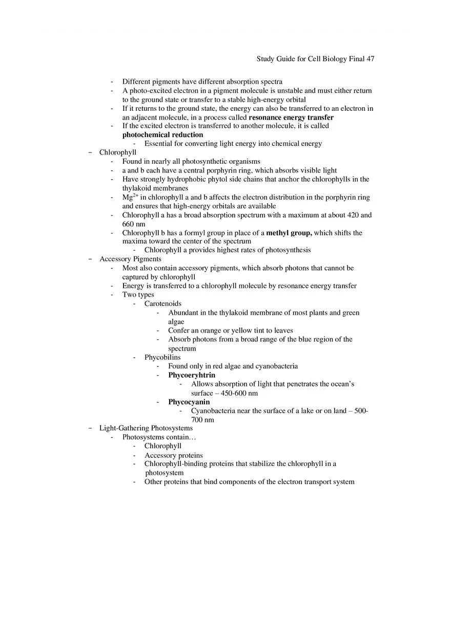 Study Guide for Cell Biology Final Part 4 - Page 9