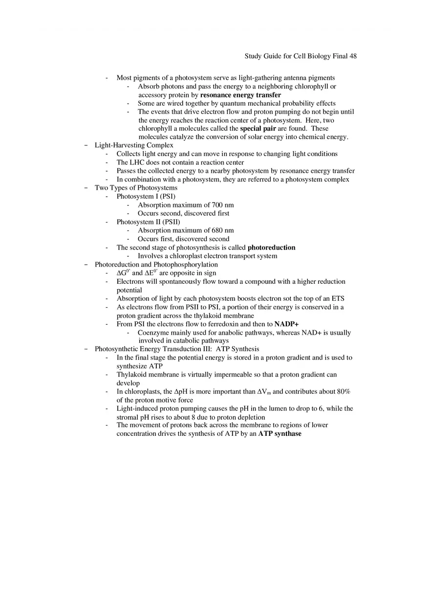 Study Guide for Cell Biology Final Part 4 - Page 10