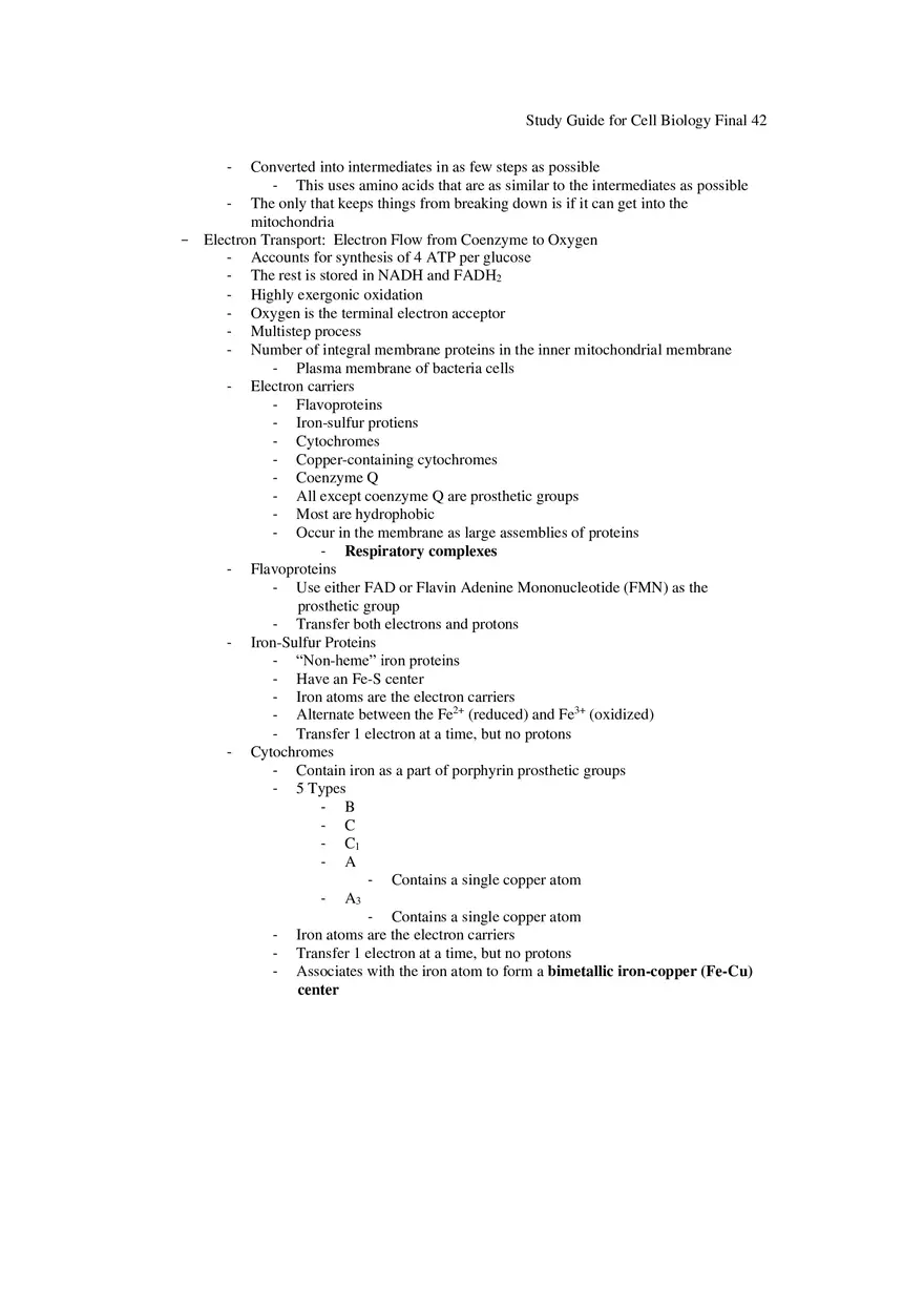 Study Guide for Cell Biology Final Part 4 - Page 4
