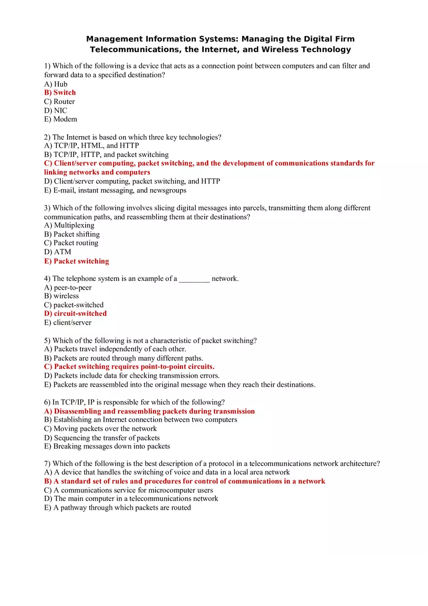 Telecommunications, the Internet, and Wireless Technology Questions and Answers - Page 1