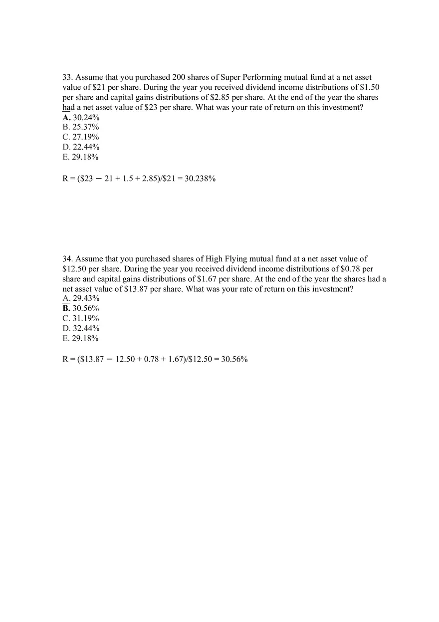 Mutual Funds and Other Investment Companies Answer Key Part 2 - Page 7