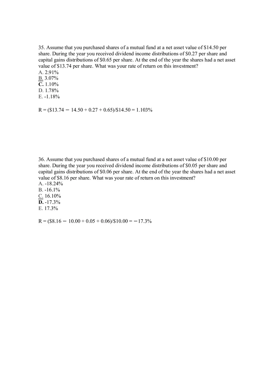 Mutual Funds and Other Investment Companies Answer Key Part 2 - Page 8
