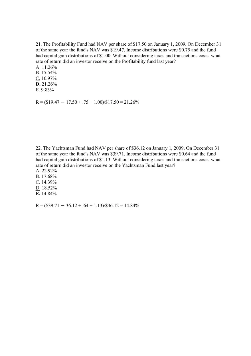 Mutual Funds and Other Investment Companies Answer Key Part 2 - Page 1