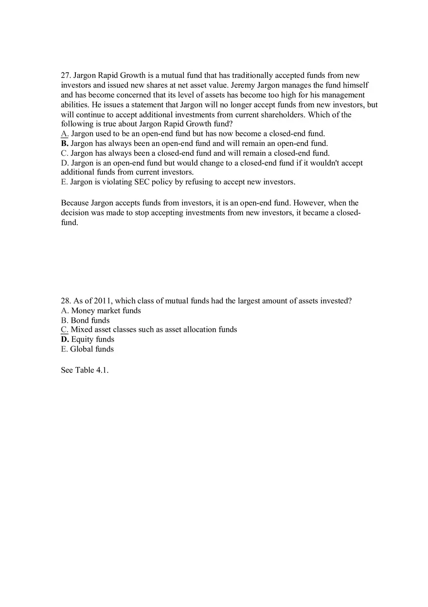 Mutual Funds and Other Investment Companies Answer Key Part 2 - Page 4