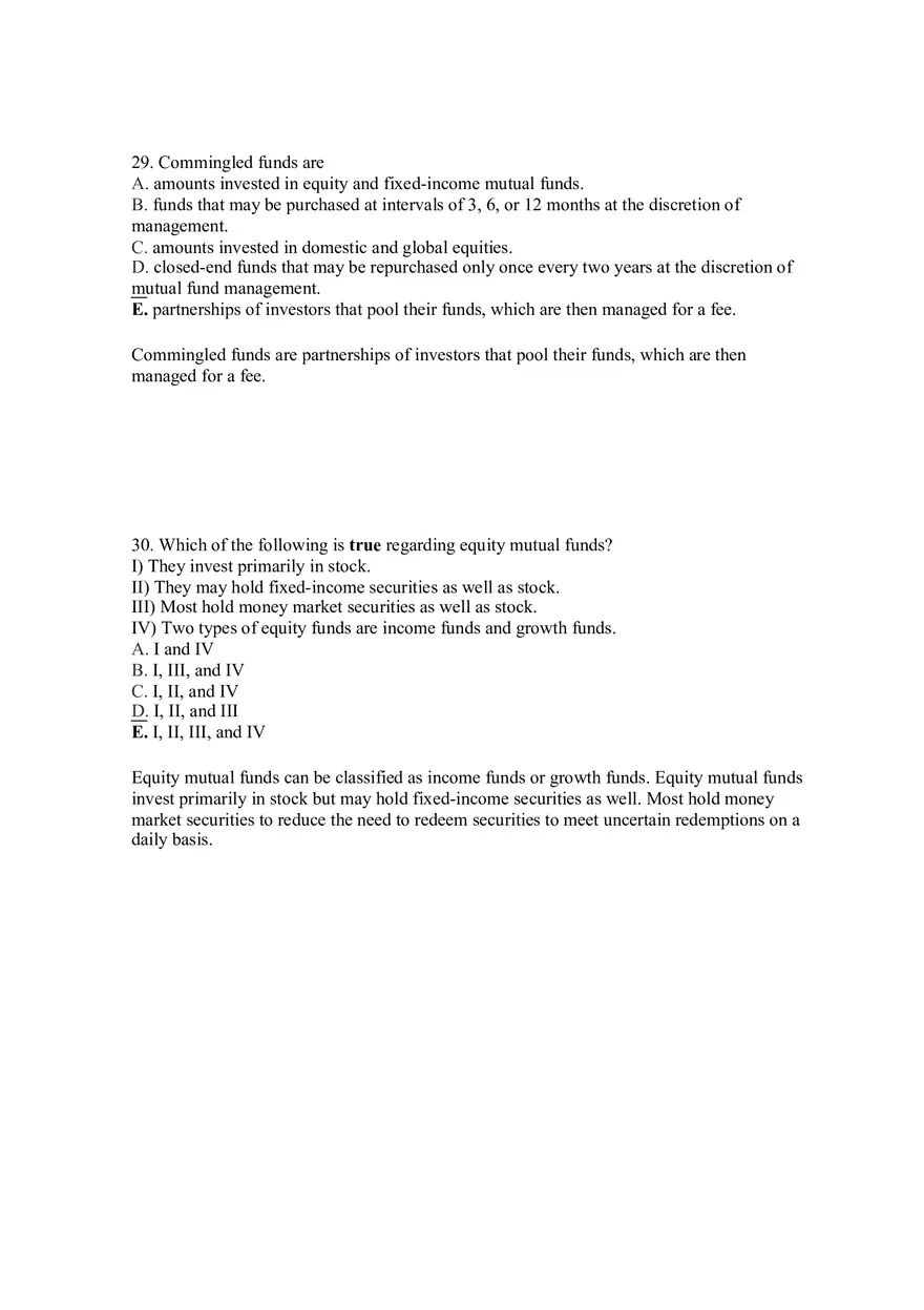 Mutual Funds and Other Investment Companies Answer Key Part 2 - Page 5