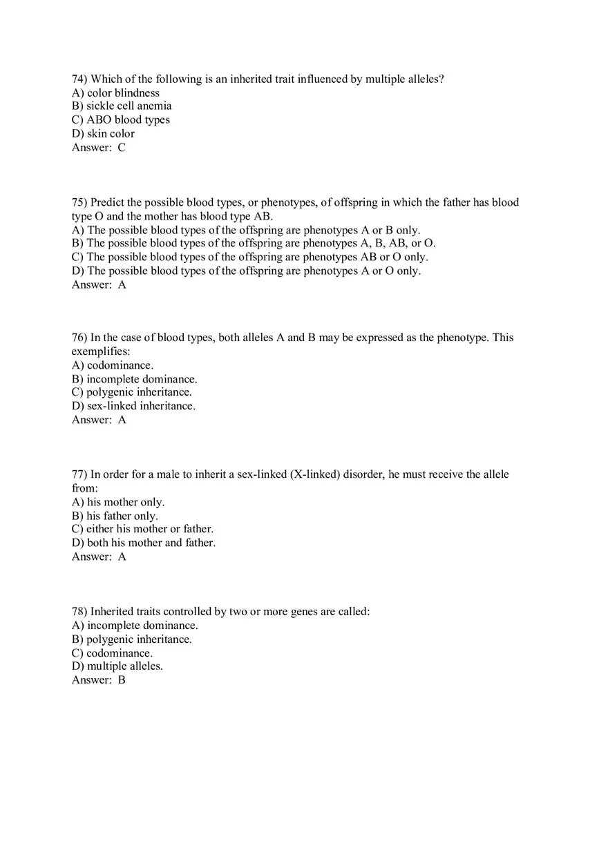 Answers Development and Heredity Part 2 - Page 7