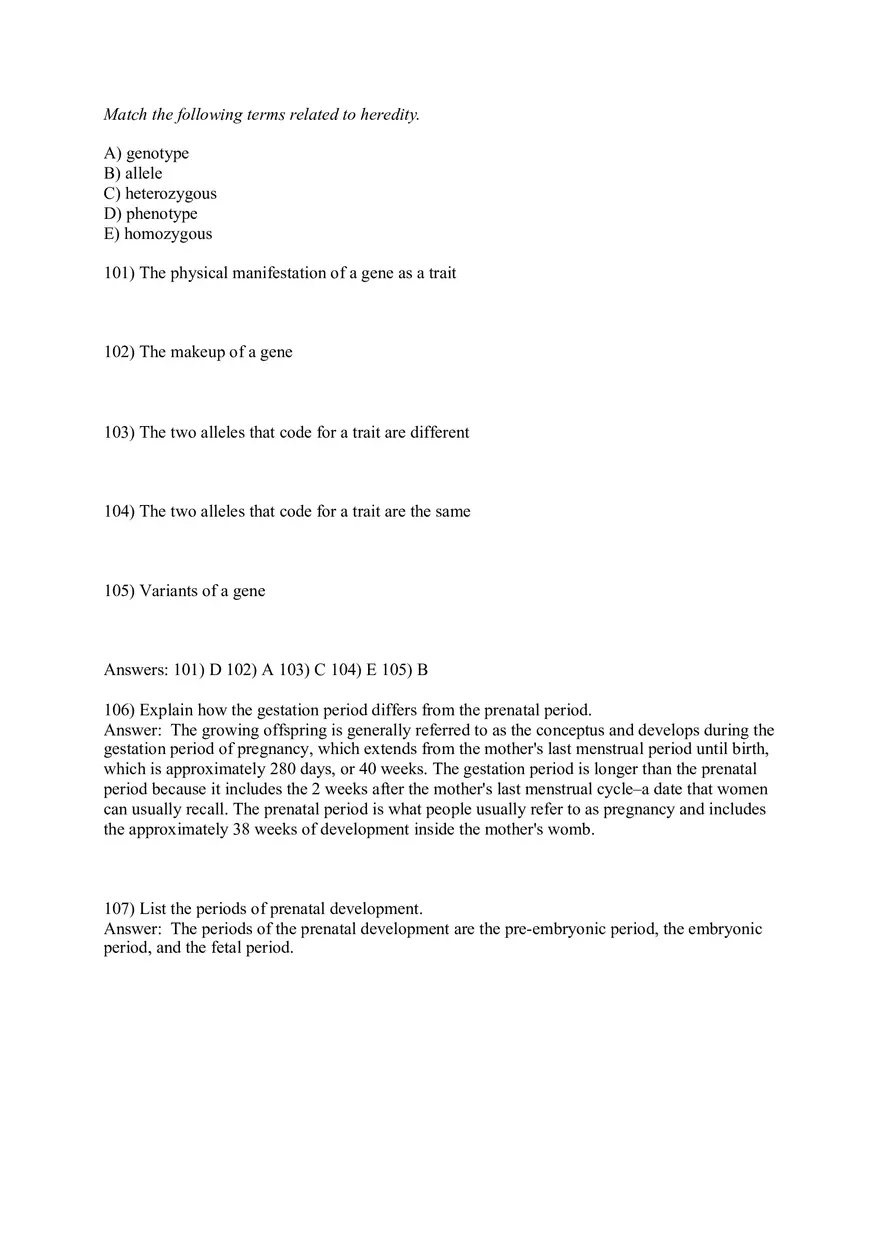 Answers Development and Heredity Part 2 - Page 11
