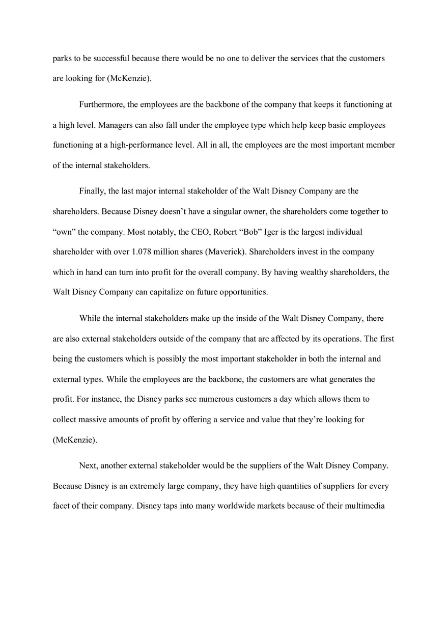 Walt Disney Company Stakeholders - Page 2