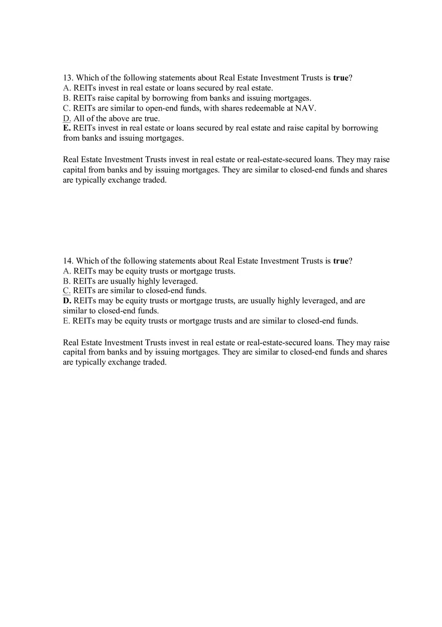 Mutual Funds and Other Investment Companies Answer Key Part 1 - Page 7